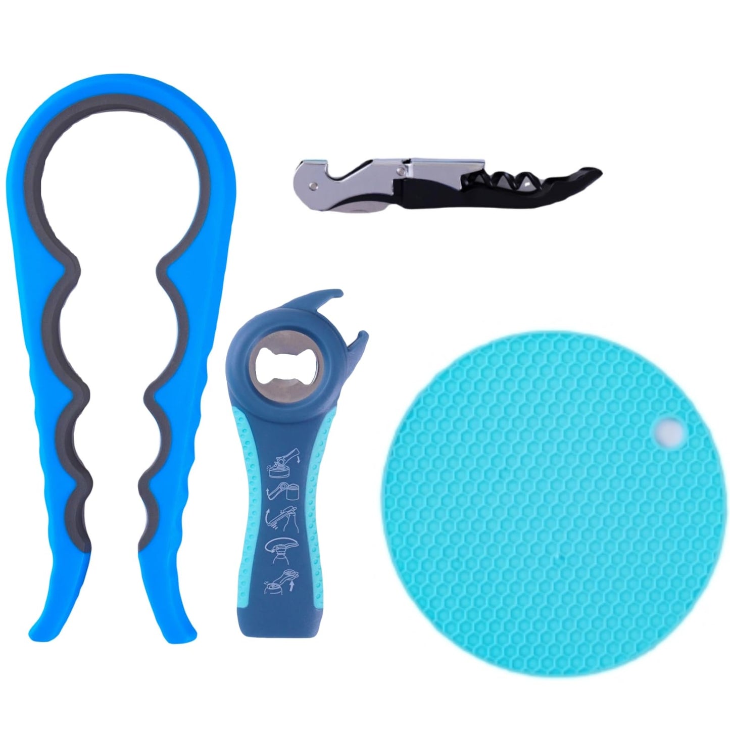 Bloss Anti-skid Jar Opener Jar Lid Remover Rubber Can Opener Kitchen Grippers To Remove Stubborn Lids, Caps and Bottles Great Kitchen Gadgets For Small Hands or Seniors,Blue