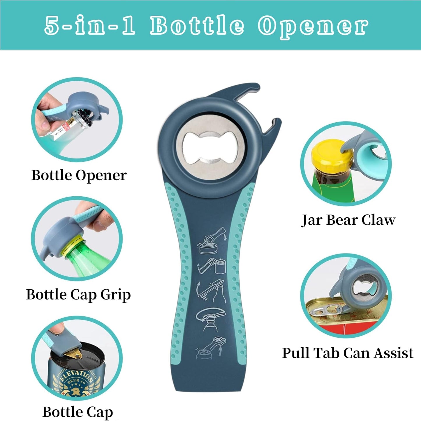 Bloss Anti-skid Jar Opener Jar Lid Remover Rubber Can Opener Kitchen Grippers To Remove Stubborn Lids, Caps and Bottles Great Kitchen Gadgets For Small Hands or Seniors,Blue