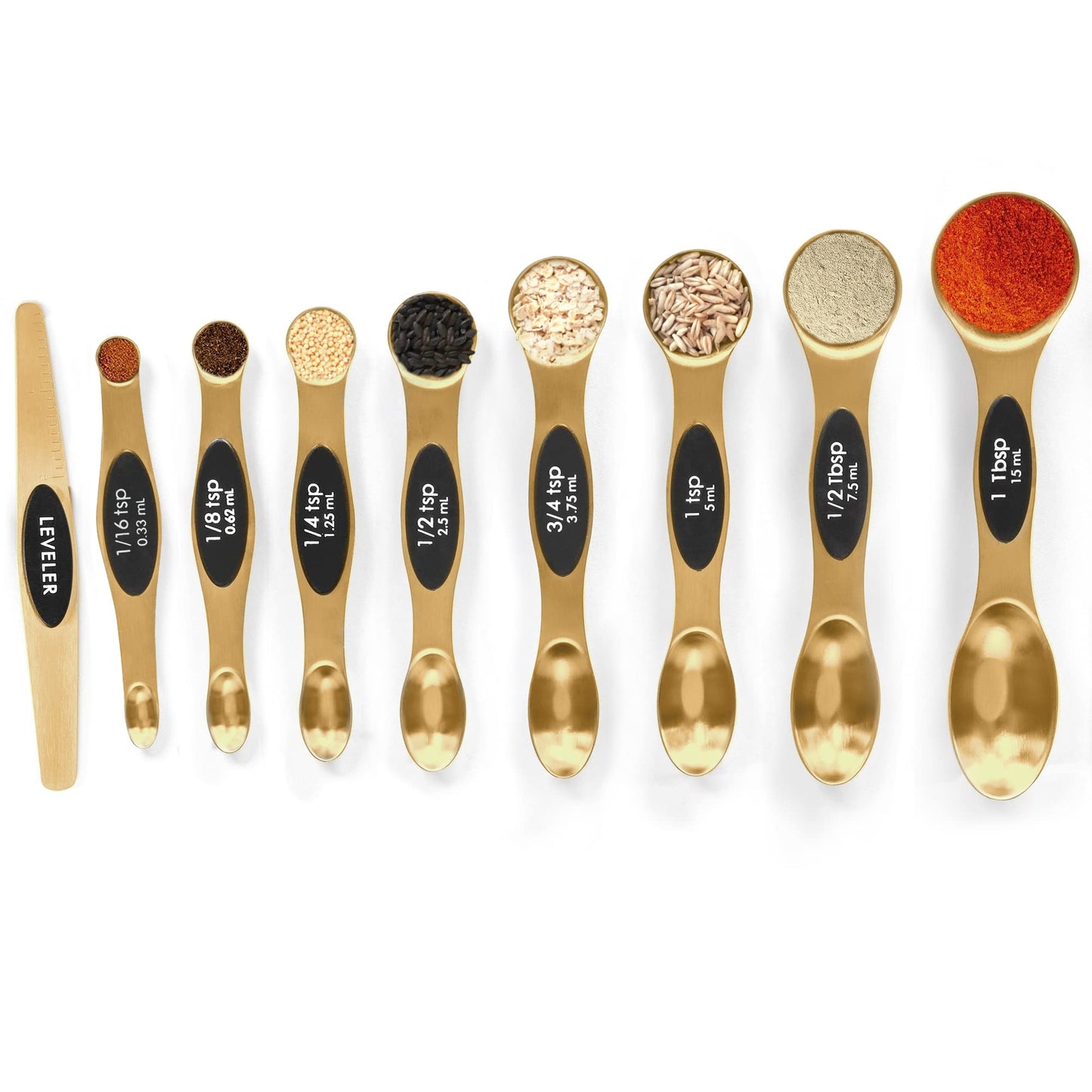 Magnetic Measuring Spoons Set Stainless Steel with Leveler, Stackable Metal Tablespoon Measure Spoon for Baking, Cups and Spoon Set Kitchen Gadgets Apartment Essentials Fits in Spice Jars