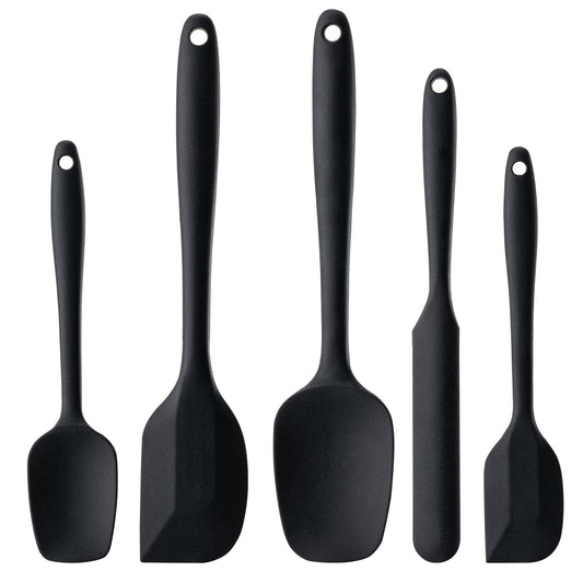 Silicone Spatula Set, 5 Piece Food Grade Rubber Spatulas for Baking, Cooking, and Mixing High Heat Resistant Non Stick Dishwasher Safe BPA-Free (Multicolor)