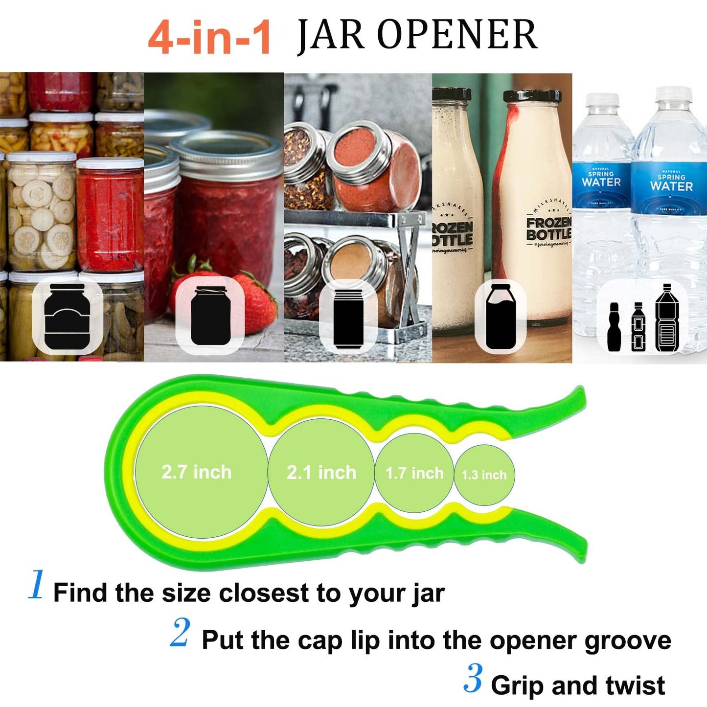 Bloss Anti-skid Jar Opener Jar Lid Remover Rubber Can Opener Kitchen Grippers To Remove Stubborn Lids, Caps and Bottles Great Kitchen Gadgets For Small Hands or Seniors,Blue